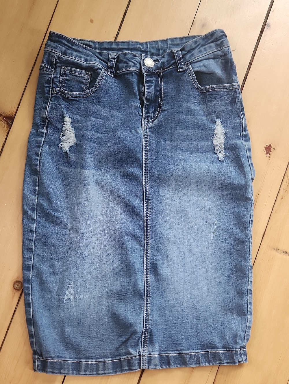 Classic Blue Denim Pencil Skirt